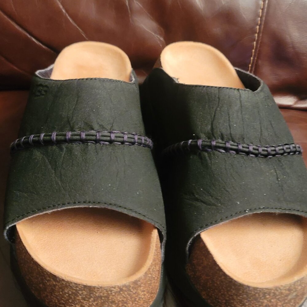 UGG WOMEN'S SUNSKIP BLACK CORK PLATFORM COMFORT WOMEN'S SLIDE SIZE US 11/UK 9